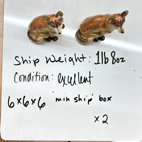 Red Fox Jeweled Enamel Trinket Box Rhinestones Gold Accents - Picture 9 of 11